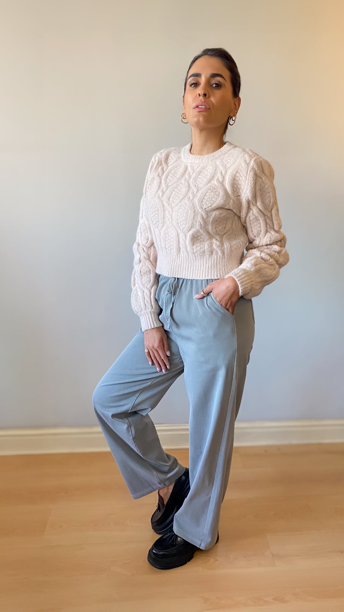 Pantalón Hibiscus Gris y Blanco
