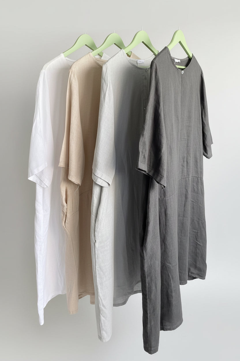 Vestido lino color blanco- Bromelia