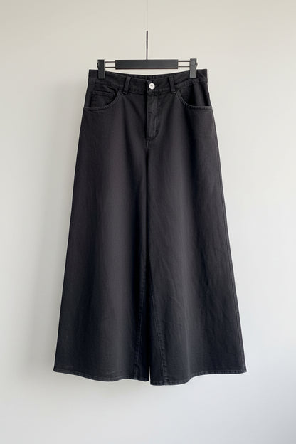 Pantalón Estela negro tiro alto oversize algodón - Bromelia