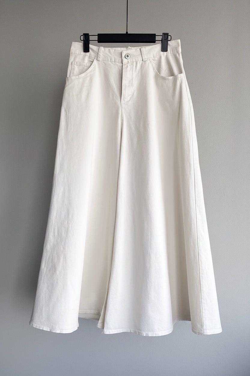 Pantalón Estela blanco tiro alto oversize algodón - Bromelia