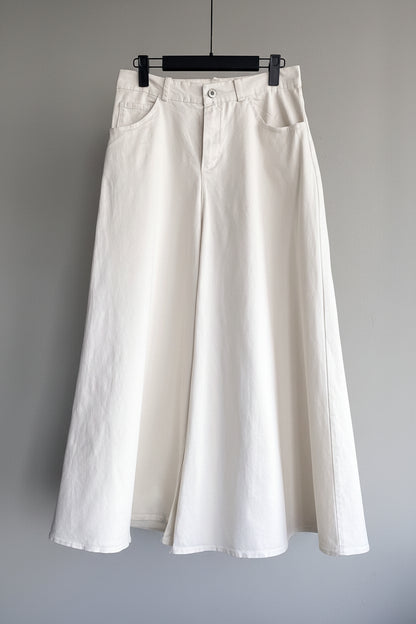 Pantalón Estela blanco tiro alto oversize algodón - Bromelia