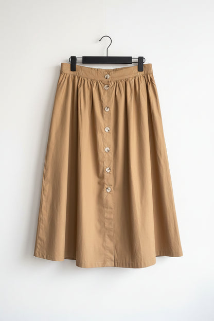 Falda midi con botones camel- Bromelia